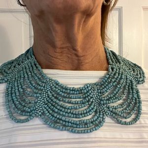 Turquoise bead jewelry collar.